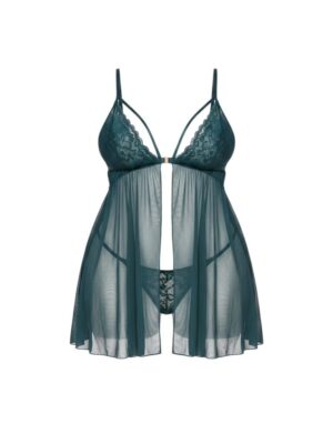 Wanting More Lace 2 Piece Babydoll Set - Navy Blue