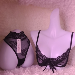All Tied Down Bra and Panty Set - Black