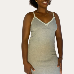 Sleeping Mode Ribbed Cami Dress - Grey