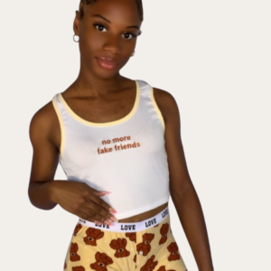 No More Fake Friends Shorts Set - Brown
