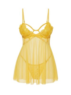 All U Need Lace Babydoll Set- Yellow