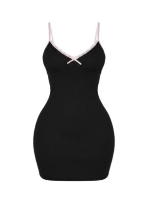 Lets Try Later Ribbed Cami Dress - Black