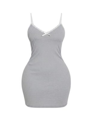 Sleeping Mode Ribbed Cami Dress - Grey