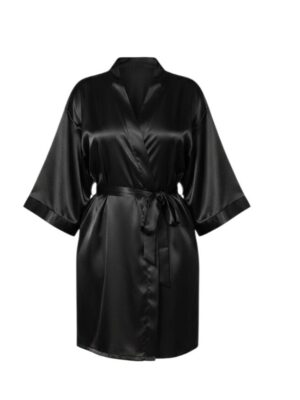 Under The Radar Satin Robe - Black