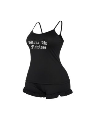 Woke Up Flawless Shorts Set - Black