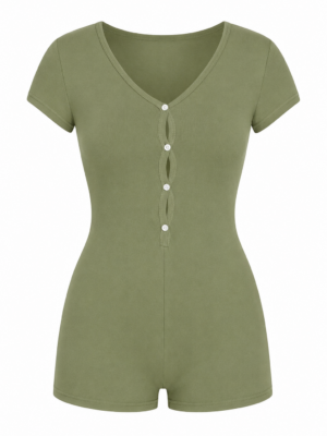 See You Later PJ Romper- Olive