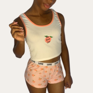 Peaches Please Boyshorts Set - Coral/Combo