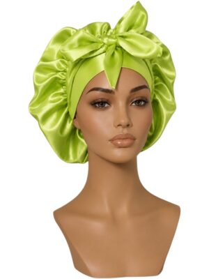 Double Layer Satin Bonnet - Lime Green