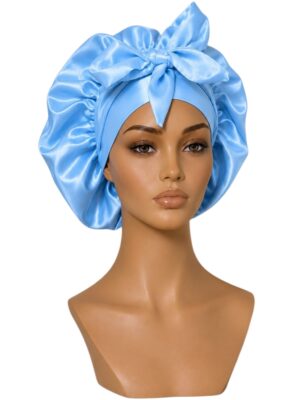 Double Layer Satin Bonnet - Blue