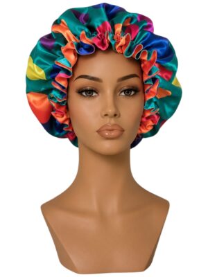 Jade Multi Polka Dot Satin Bonnet