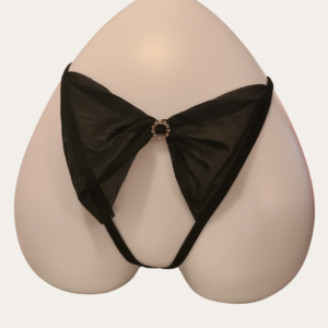 Take A Bow Crotchless Panty - Black