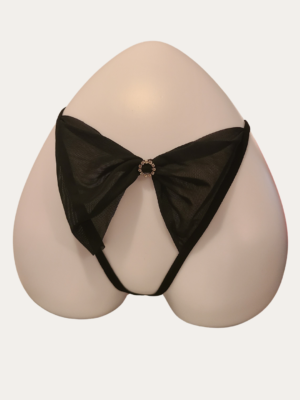 Take A Bow Crotchless Panty - Black