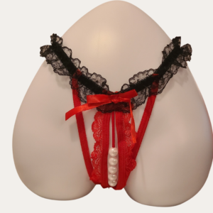 Be My Guest Crotchless Panty - Red/Combo