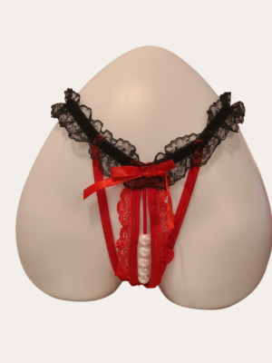 Be My Guest Crotchless Panty - Red/Combo