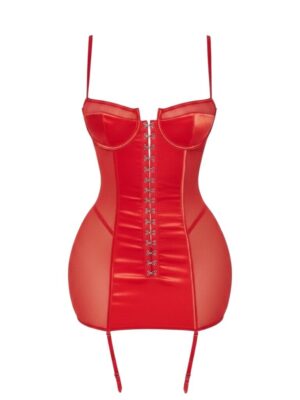 Hooked And Ready Satin Babydoll - Red