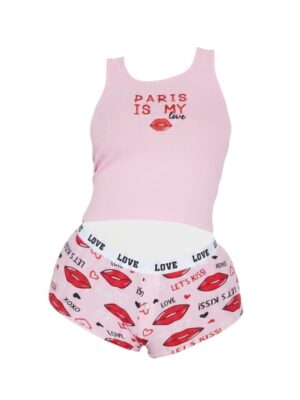 Love Paris Boyshorts Set - Red/Combo