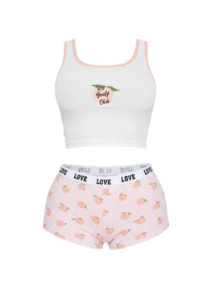 Peaches Please Boyshorts Set - Coral/Combo
