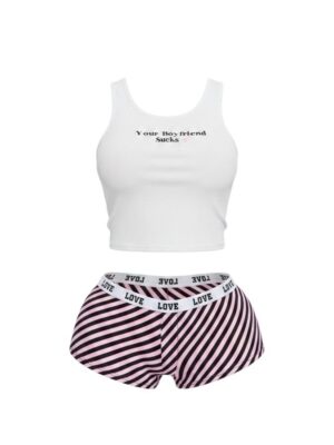 Your Boyfriend Sucks Boyshorts Set - Pink/Combo