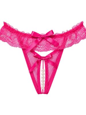 Eyes On Me Crotchless Panty - Hot Pink