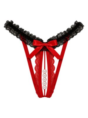 Be My Guest Crotchless Panty - Red/Combo