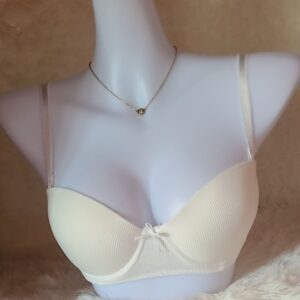 Ribbed Cotton Bra - White