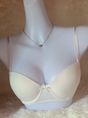 Ribbed Cotton Bra - White
