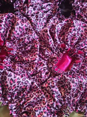 Pink Leopard Print Satin Bonnet