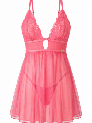 Blossom Lace Babydoll Set - Coral