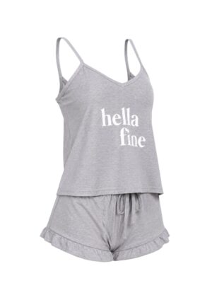 I'm Hella Fine PJ Shorts Set - Grey